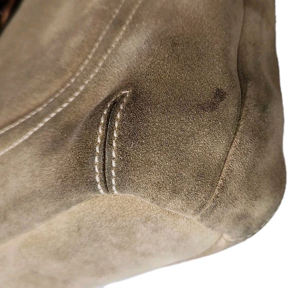 Vintage Coach Hamilton Hobo Shoulder Bag Suede Beige / Burgundy 705S-7472 - Picture 7 of 13